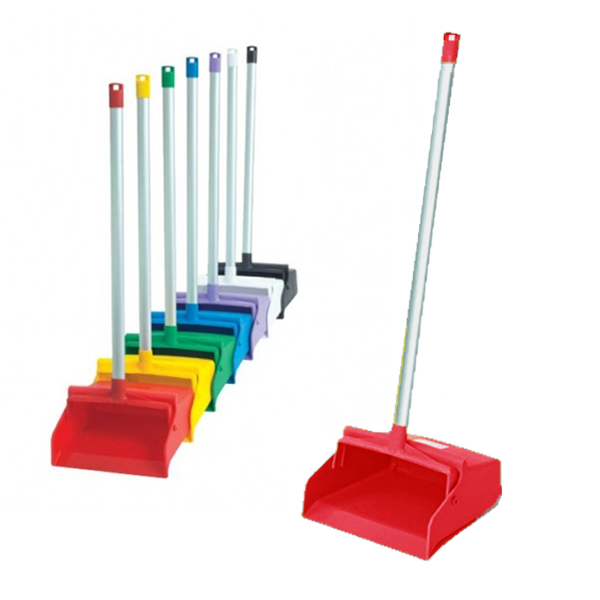 RECOGEDOR PLASTICO COLUMPIO MANGO ALUMINIO ROJO 9102R